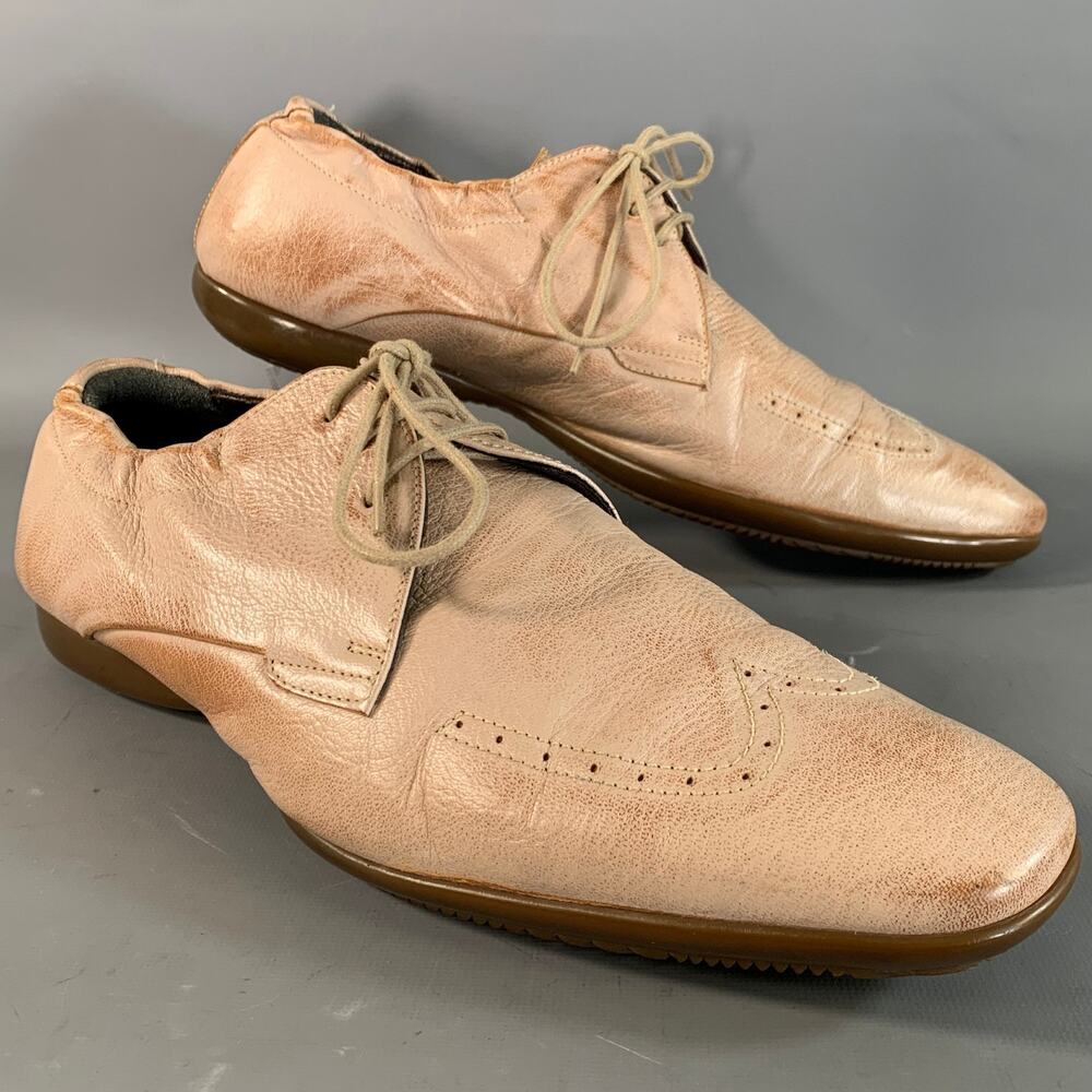 PAUL SMITH Size 10 Beige Cream 5143/LAN Faded Leather Oxford Lace Up Shoes